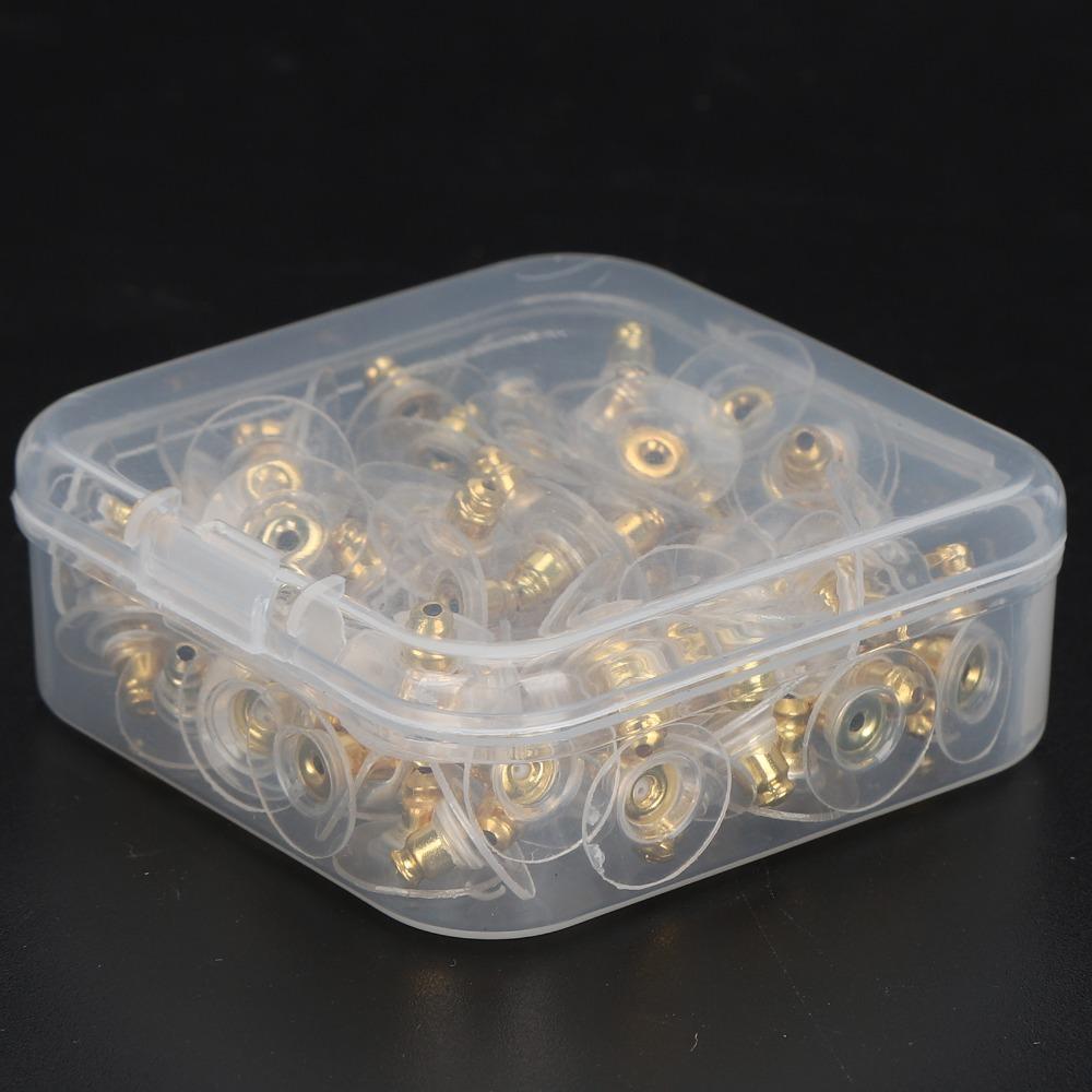 100pcs Earring Torus Plastic Earring Backs Gold With Pad Pierced Earring Backing Soft Clear Earring Backing Stoppers Posts