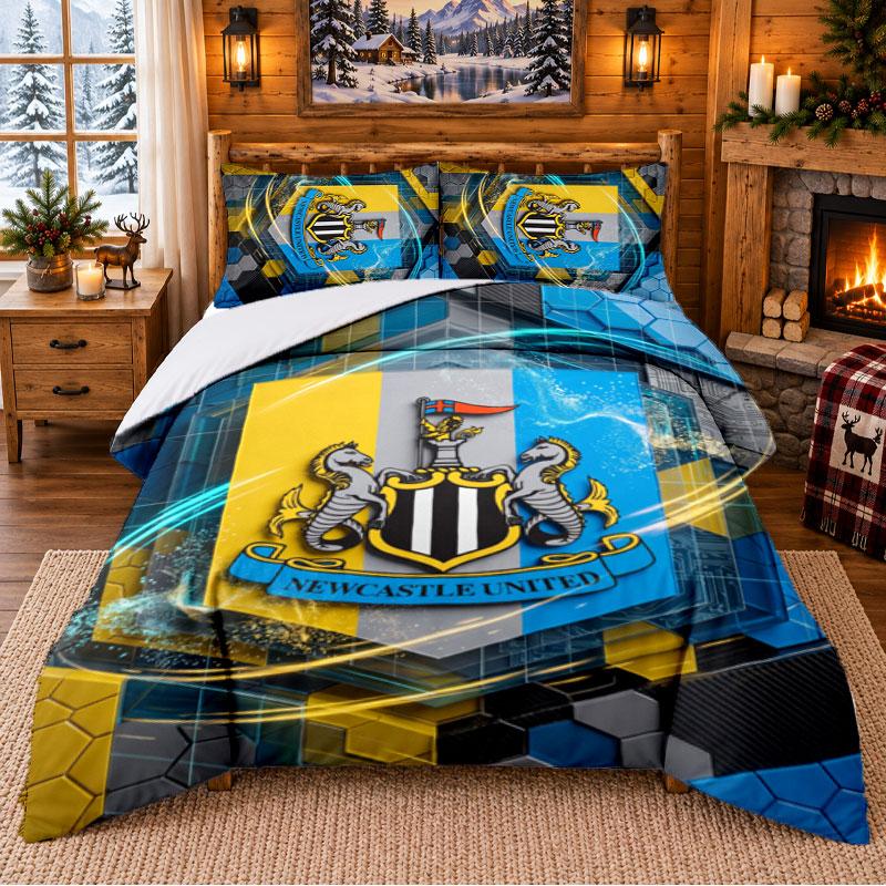 Печатный комплект постельного белья из 3 предметов Newcastle United с футбольным узором Простыня Наволочка Для декора спальни