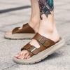 Модные летние мужские кожаные сандалии Модные и универсальные стили дизайна Дышащие мужские тапочки для отдыха на природе, пляжа, прогулок