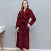 Women Thicken Warm Flannel Robe Winter Long Sleeve Plush Bathrobe Sexy  Solid Color Nightgown Lounge Sleepwear Bathing Homewear