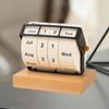 Rotary Perpetual Desk Calendar Desktop Artwork Wooden Wheeling for Office School