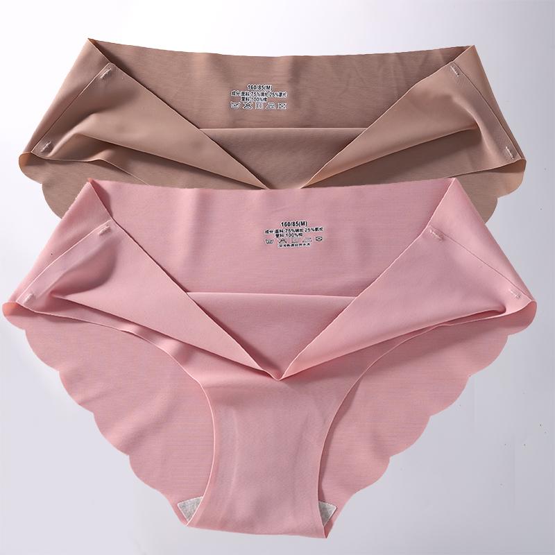 2PCS/Set M-XL Seamless Ice Silk Sexy Women Panties Pantys 7 Solid Colors Breathable Pantys Underwear For Girls Lingerie