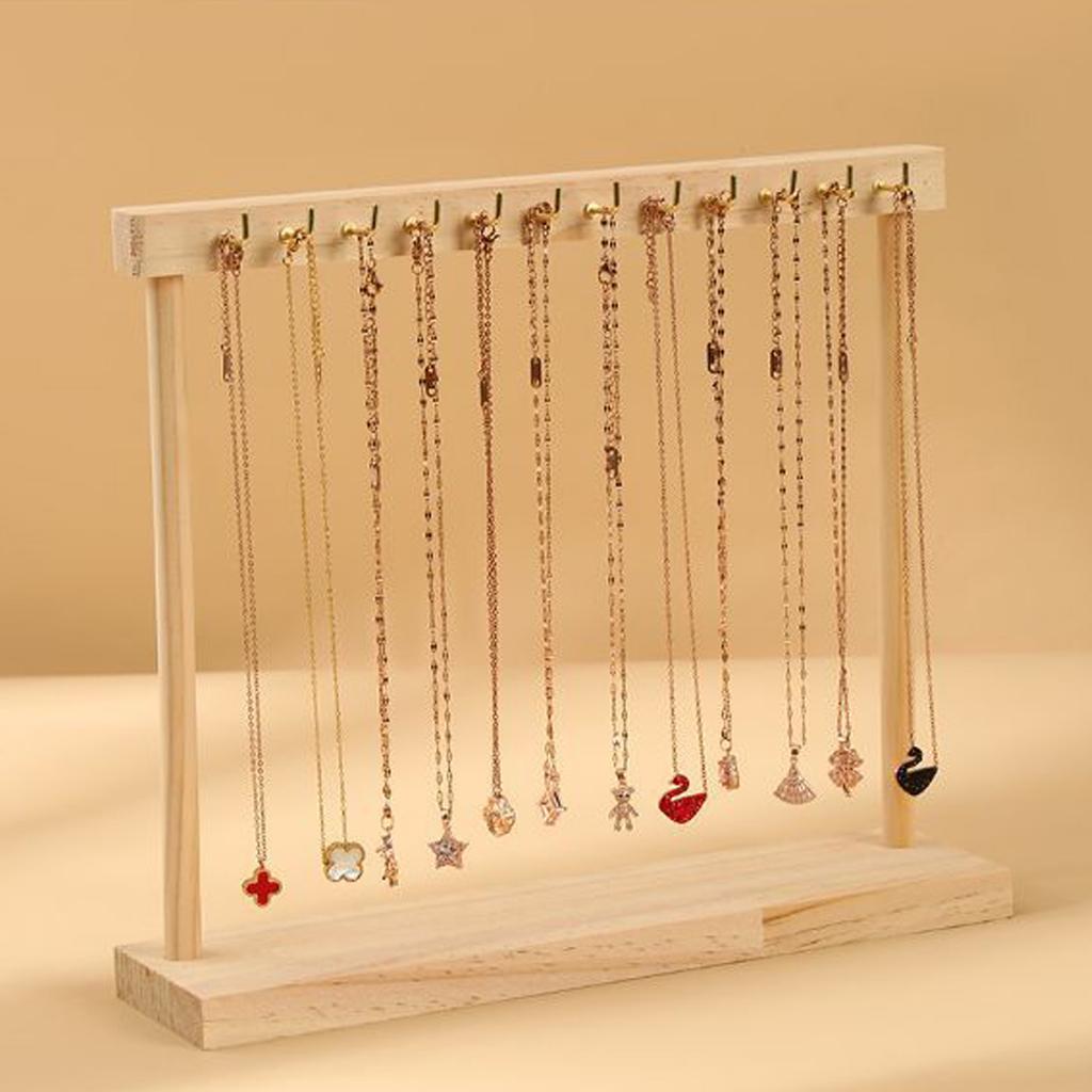 Solid Wood Necklace Display Stand Functional Wood Jewelry Stand Simple Display Holder for Necklace Arrangement