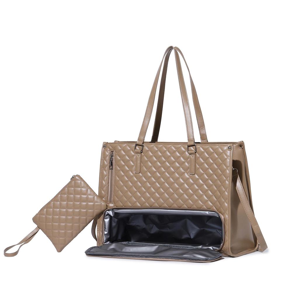 Insulated Black Diamond Lunch Bag with Handle & Shoulder Strap for Work or Picnic