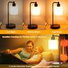 Industrial Table Light Vintage  Desk Lamp Bedside Nightstand Light with 2.1A USB Ports AC Port