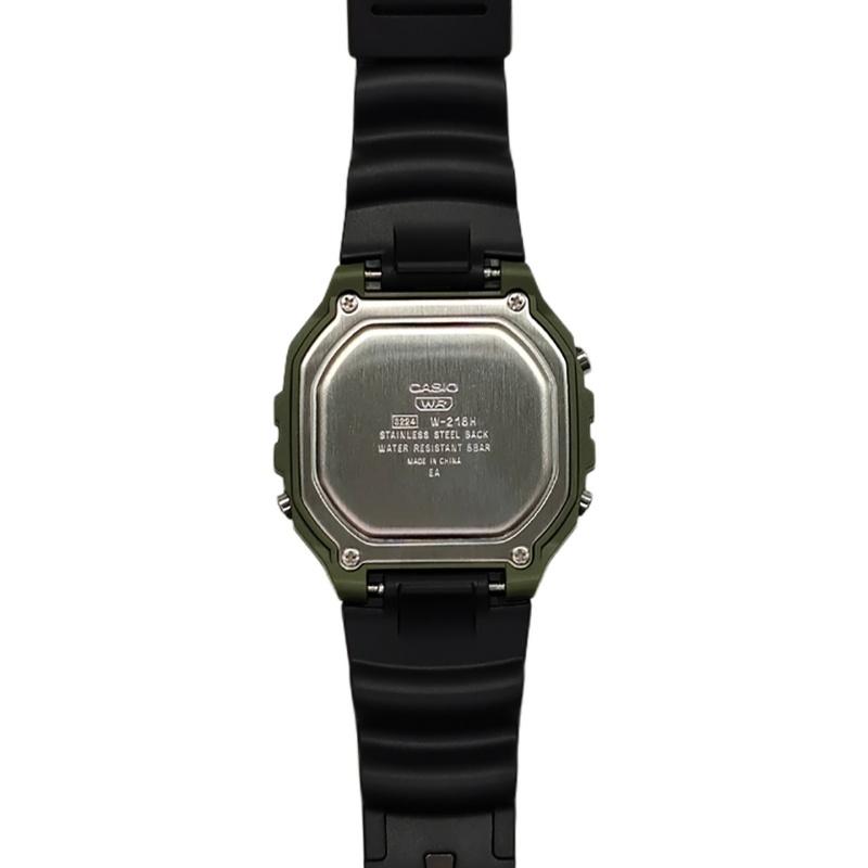 Casio Часы из Коллекции на Заказ Кварцевый Механизм Ремешок из Смолы Мужские Часы Зеленый Циферблат W-218H-3A(Watch5--)