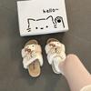 Cute Cartoon Hello Kitty Bow Fluffy Slippers Women's 2025 Autumn and Winter New Thick Bottom Indoor Plush Cotton Drag Tide
