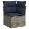 7 Piece Garden Sofa Set with Cushions Gray Poly Rattan
