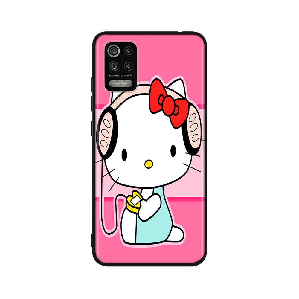KT62 Cute Hello Kitty Case for Xiaomi Poco X6 X4 M5 M6 F5 F6 C65 C55 C50 C51 C40 Redmi Note 7 8 14C A3X 13C 12C 11 10A 9C Pro Black Sofe Cover