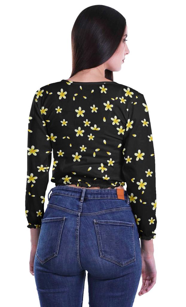 Moomaya Укороченные топы с круглым вырезом и длинными рукавами для женщин из хлопкового джерси T