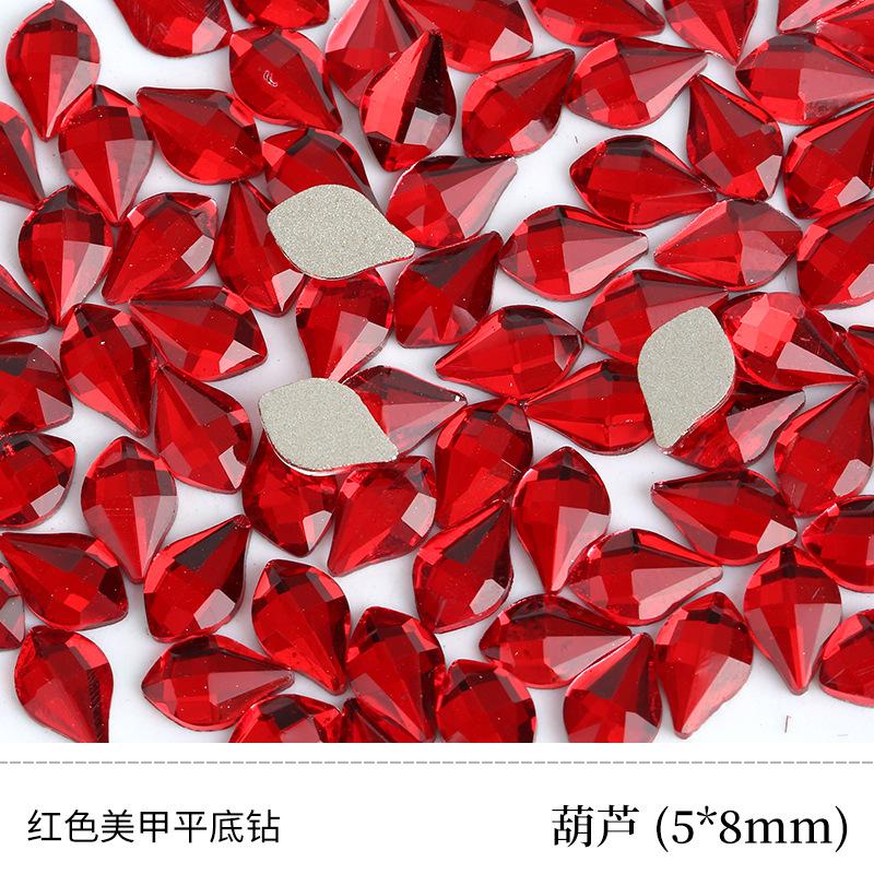 Red Nail Art Jewelry Drill Flat Bottom Special-Shaped Drill Water Drop Horse Eye New Year'S Red Nail Glass Sticker Drill