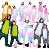 Unisex Kigurumi Dinosaur Unicorn Cartoon Flannel Parent-Child Pajamas Women Men Girls Boys Hooded Sleepwear Kids Jumpsuits Animal Cosplay Costumes