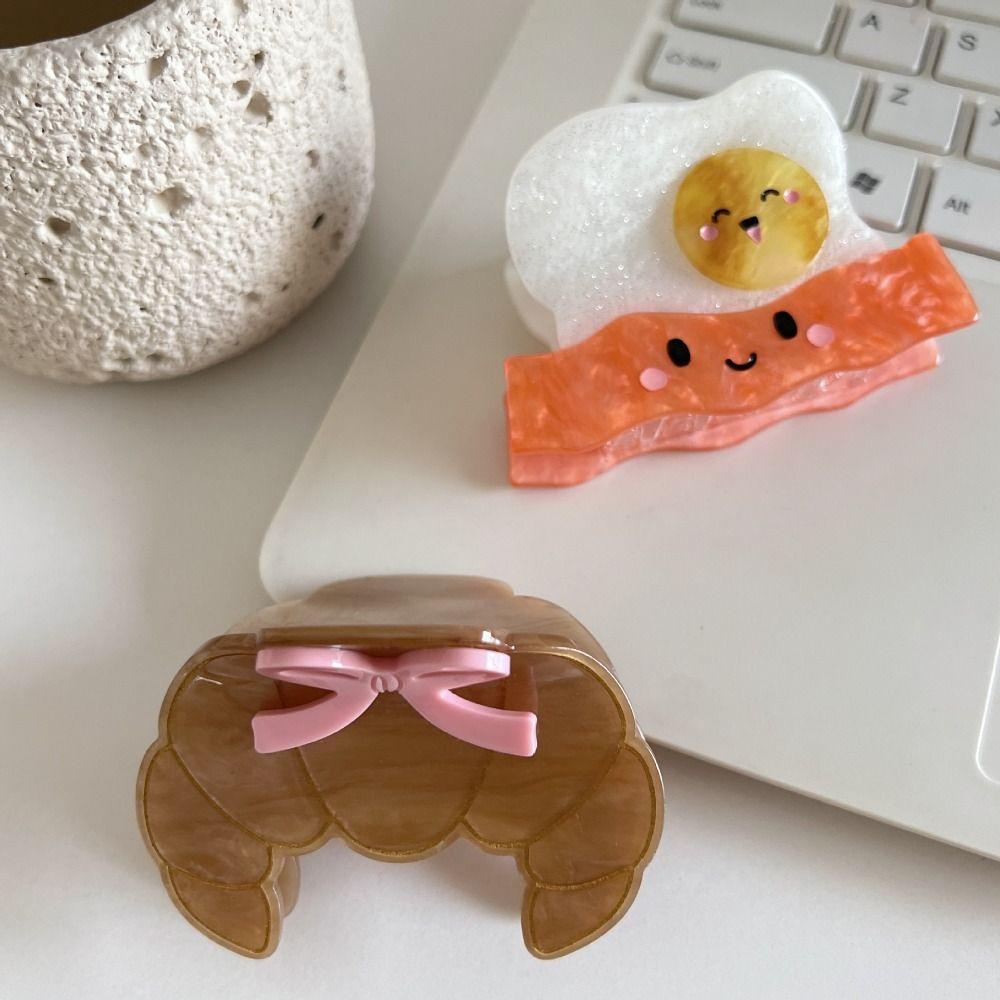 Cute Croissant Shark Clip Toast Delicious Food Claw Clip Acetate Hair Crab Clip Gift