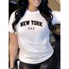 Funny New York Letter Fashion Print Casual Short Sleeve Women T-Shirt For Spring Basics O-collar Women's Clothing