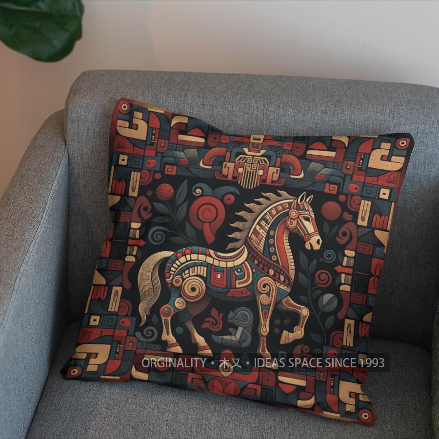 Stylish Horse-Patterned Digital Print Pillow Covers Pattern Cushion Cover Suitable For Sofa Bedroom Car Pillow Cover