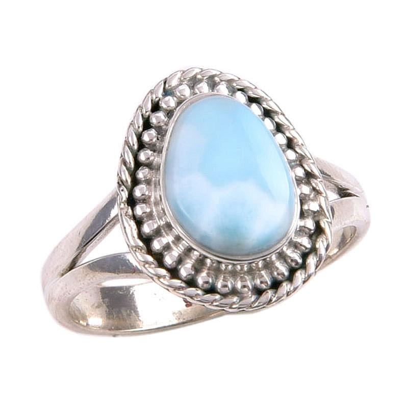 Natural Republic Ларимар Драгоценный камень 925 Стерлинговое серебро Ювелирное кольцо Размер 6.5 C6l97