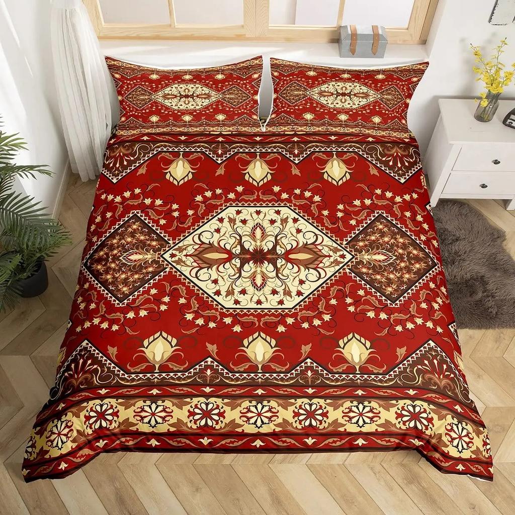 Племенной Цветочный Комплект Пододеяльника Богемный Геометрический Цветочный Комплект Постельного Белья Таинственная Индийская Абстрактная Сетка Пододеяльник Размер Twin King