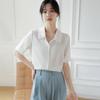 Chic Retro Turn-Down Collar Chiffon Blouse - Slimming Short-Sleeved Women's Shirt (Summer 2025 Design)