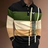 Logo Print Men Long Sleeve Polo Shirt Men Casual Fashion Spell Color Casual Golf Polo Shirt Tops