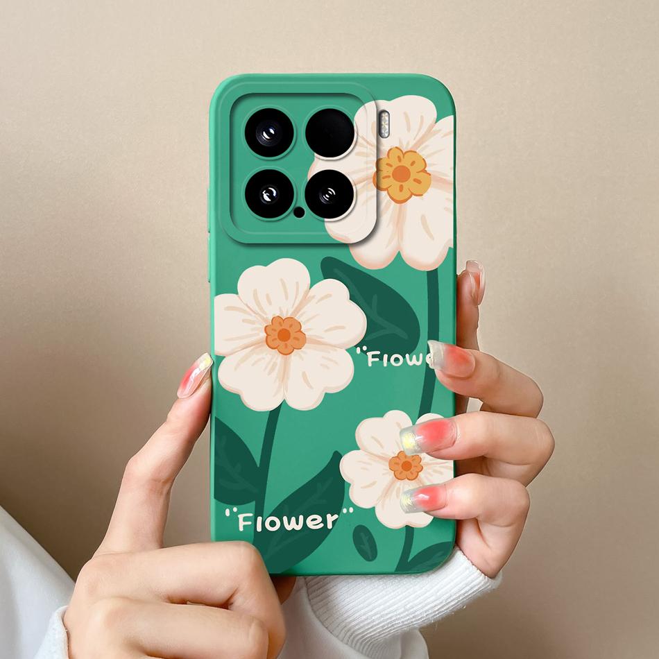 Чехол-конфетница для телефона Xiaomi 15 Pro, корпус, мягкий жидкий силикон, улучшенная полная защита, задняя крышка с цветами для Xiaomi15 Pro, Чехол