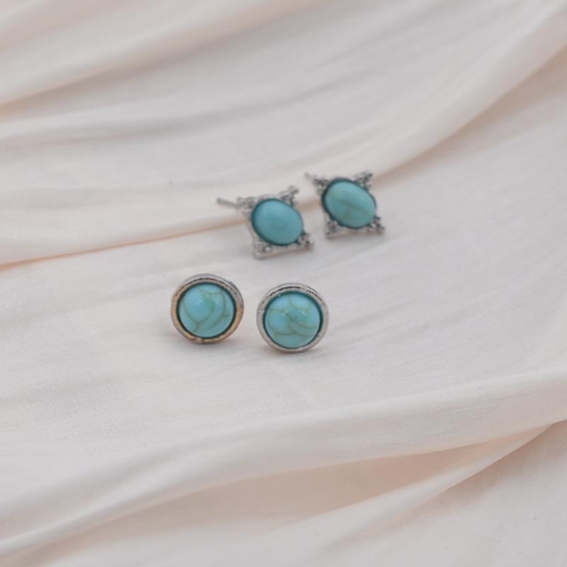 Женские серебряные серьги-гвоздики бирюзового цвета для свадьбы и помолвки, винтажные серьги, ювелирные изделия