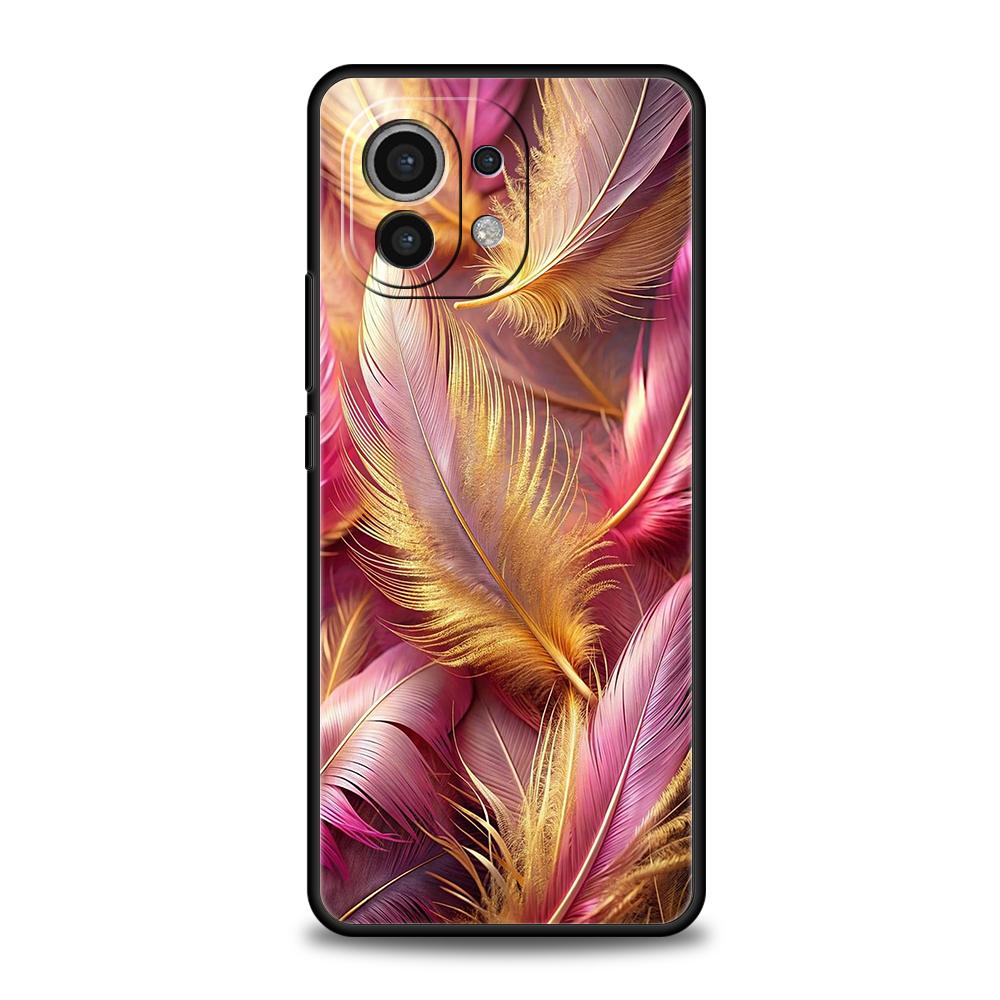 Чехол для телефона для Xiaomi Mi 15 14 13 12 11 Ultra 14T 13T 12T 11T 10T Pro Lite Мягкий ТПУ Чехлы Модный Градиентный Узор с Перьями