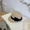 French Bow Straw Cap Elegant Equestrian Hat Vintage Woven Straw Cap  Ladies/Girls