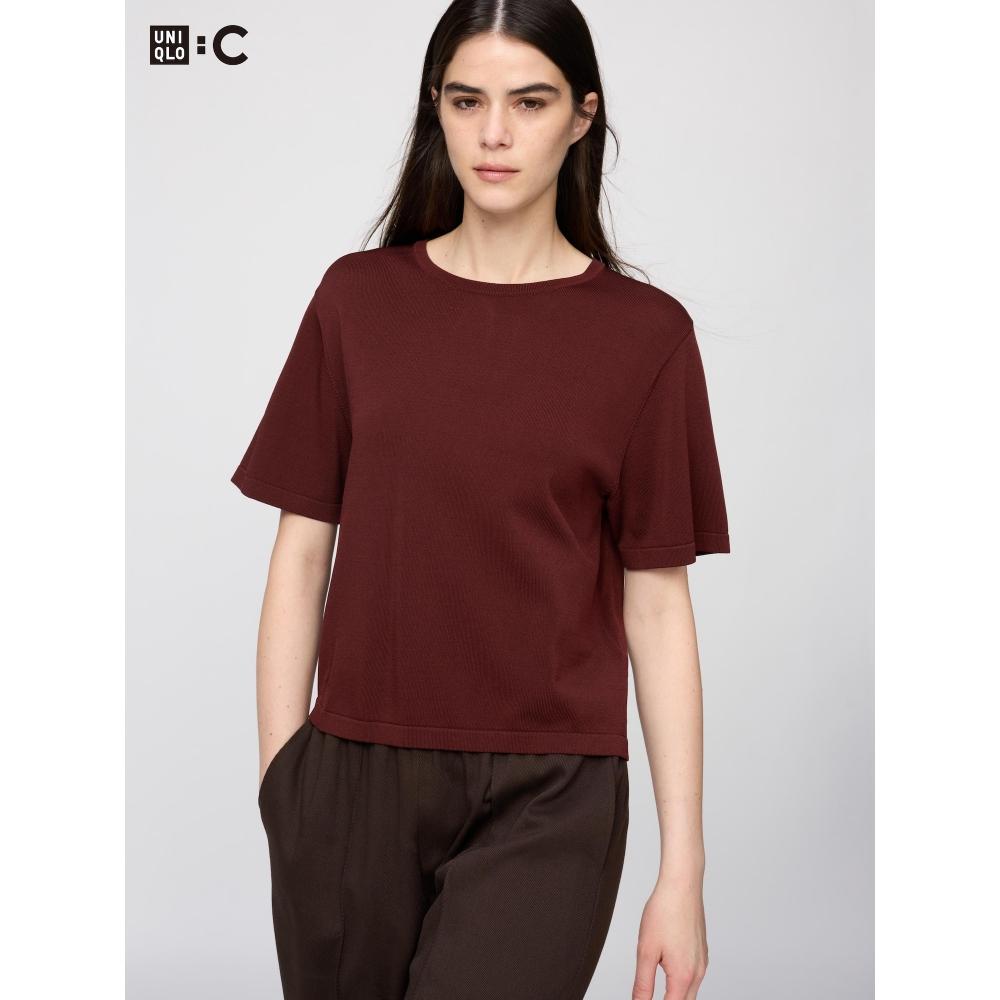 Uniqlo Японская Коробчатая Вязаная Футболка Моющаяся