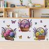 3D Wooden Barrel Wall Sticker Flower Decoration Butterfly Lavender Rose Tile Sticker Kitchen Restaurant Background Home Decor Peel and Stick