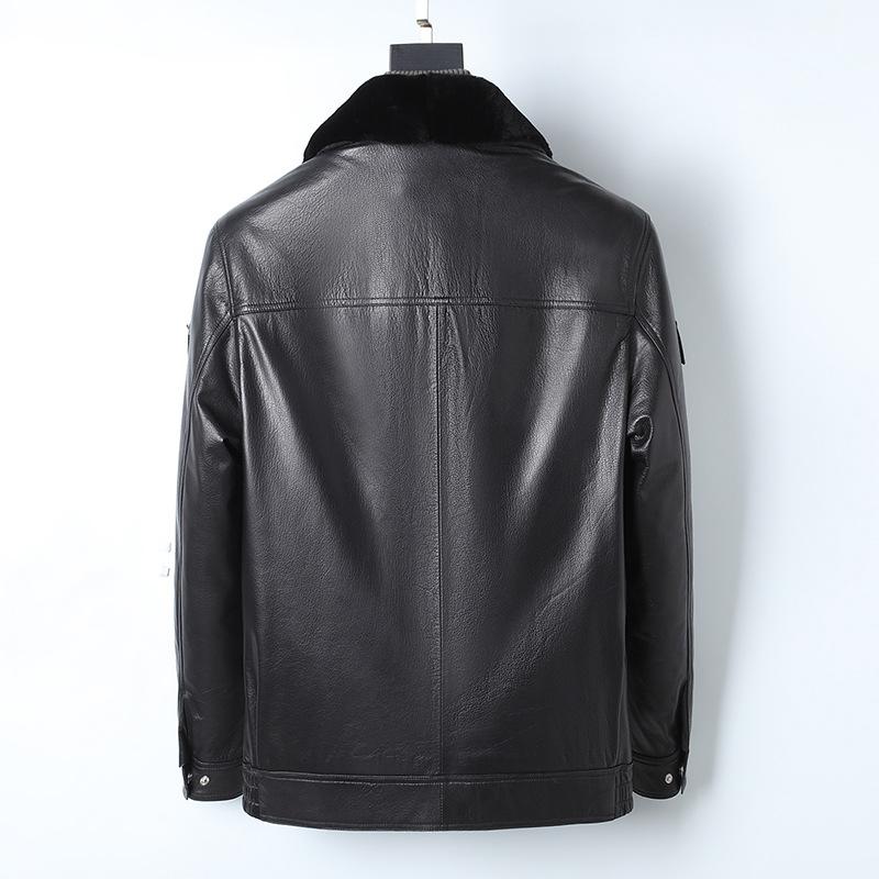 Зимняя мужская и женская дежурная кожаная одежда, одежда для охраны, теплая козья кожа, куртка для секретных служб, Live Face, подкладка из меха кролика