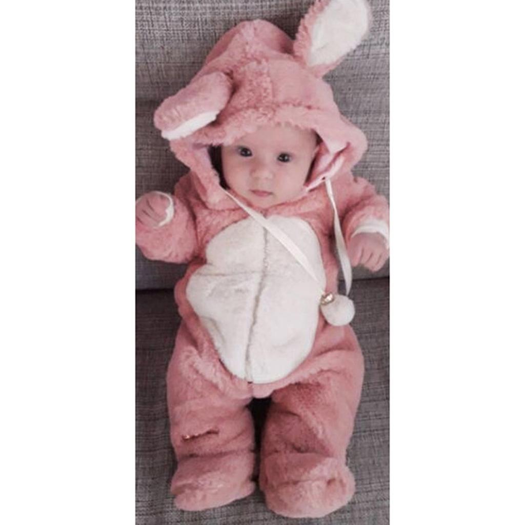 Зимний милый флисовый комбинезон для новорожденных мальчиков и девочек, теплая верхняя одежда