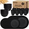 20-Piece Wheat Straw Tableware Set: Plates, Bowls, Cups, Knife, Fork, Spoon, Chopsticks - Portable & Eco-friendly