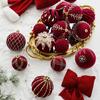 4Pcs Christmas Balls Ornaments Shatterproof 6/8cm Shiny Rhinestones/Faux Pearl Red Plastic Ball for Holiday Party Scene Layout Christmas Decoration