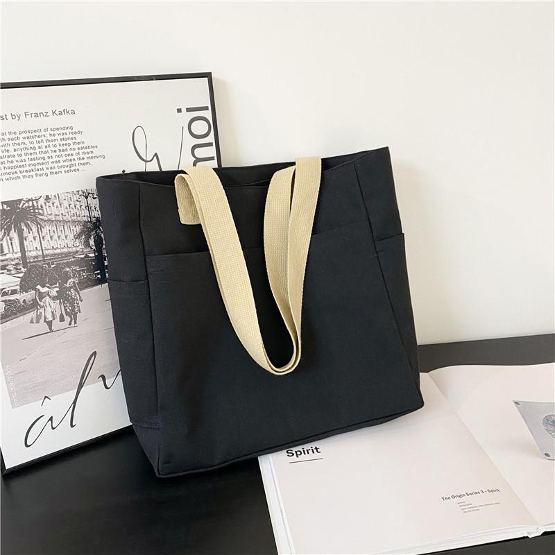 Холщовая сумка-тоут большой вместимости, городская минималистичная сумка на плечо