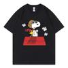 Snoopy Black Women T-shirt Summer 2025 New Short