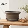 Wide Mouth Garden Containers Bulb Plant Pot with Saucer, 10 Inch 13 Flowerpot Matte Finish Flower Pots Drainage Holes, Indoor Outdoor Planter