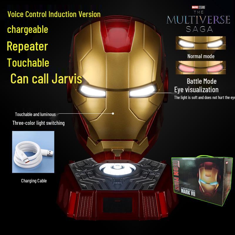 Шлем Железного человека MK5 с голосовым управлением, автоматическим открытием, светящимися элементами и моделью руки, реквизит для косплея