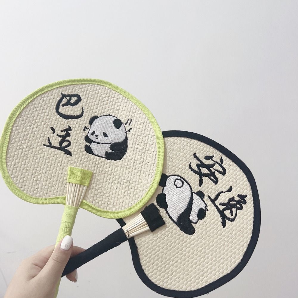 Chinese Style Handmade Straw Fan Decorative Summer Panda Fan Creative Cooling Fan  for Home
