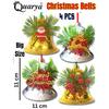 (Set of 4 Big Size) Christmas Decoration Golden Silver Bells Combo Merry Christmas Decorative Items for Xmas Santa Hanging Bells