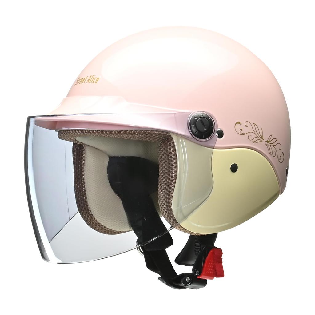 LEAD Motorcycle Helmet Street Alice Pearl Pink One Size Semi-Jet QJ-3 -