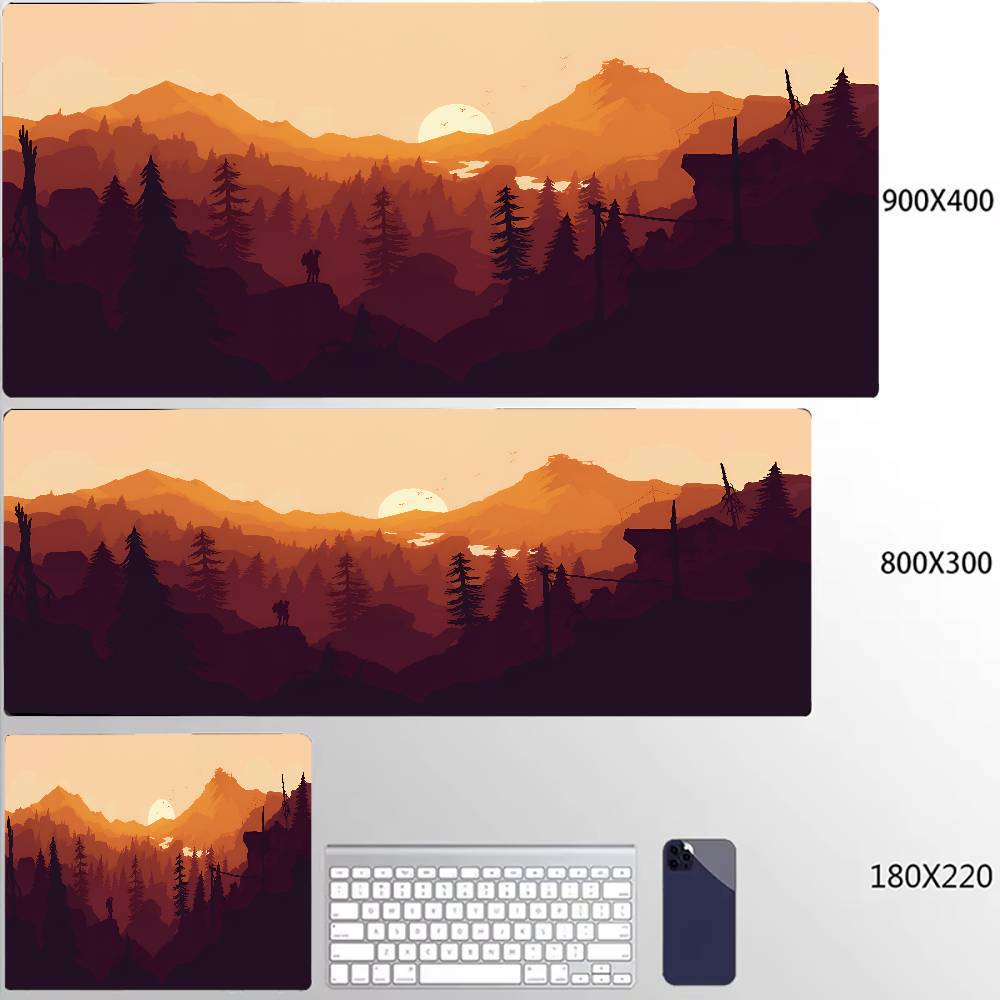 Коврик для мыши Firewatch XXL Резиновый Глубокий Лес Большой Коврик для мыши Геймерский Нескользящий Художественный Коврик для стола Компьютерные Ноутбуки 90x40см Клавиатурные Коврики