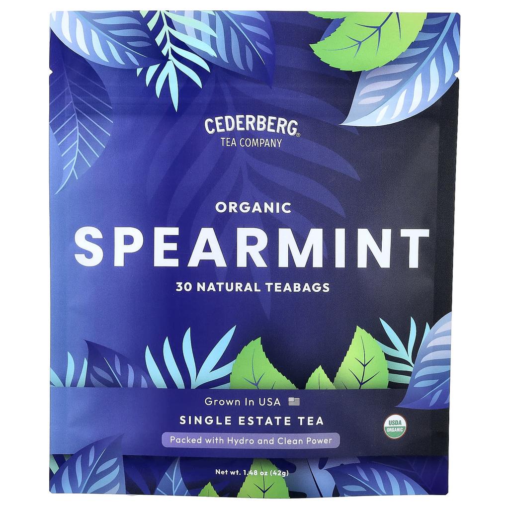 Cederberg Tea Co ., Чай 1-го сорта, Органическая мята, Без кофеина, Натуральный, 30 чайных пакетиков, 42 г (1,48 унции)