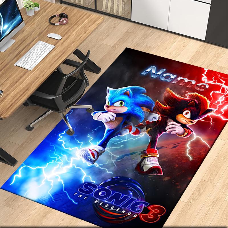 Custom Name Sonic Printed Carpet Rug For Office Chair Living Room Bedroom Kitchen Room Decor Gifts