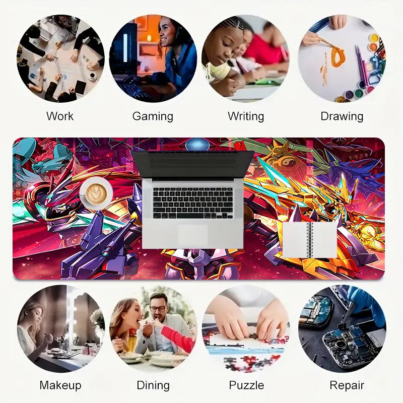 1Pc Galactic Mecha Battle Gaming Mouse Pad Keyboard Desk Mat Non-slip Rubber Lock Edge Waterproof Computer Mousepad for Office Home Decor Y1462