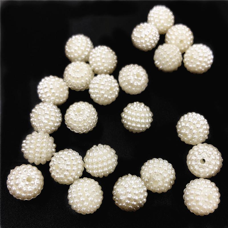 Imitation Pearl Wholesale DIY Crafts Handmade Material Jewelry Accessories Round Beige Loose Beads Findings Bayberry Ball For Jewelry Making Acrylic