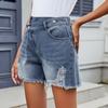 Women's Mid Rise Ripped Jean Shorts Casual Distressed Stretchy Denim Shorts Summer Frayed Hem Short