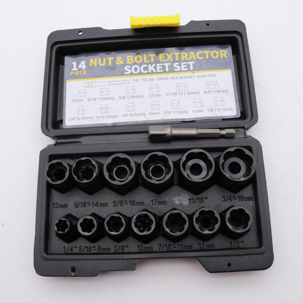Набор из 14 экстракторов гаек и винтов для поврежденных и некомплектных крепежей