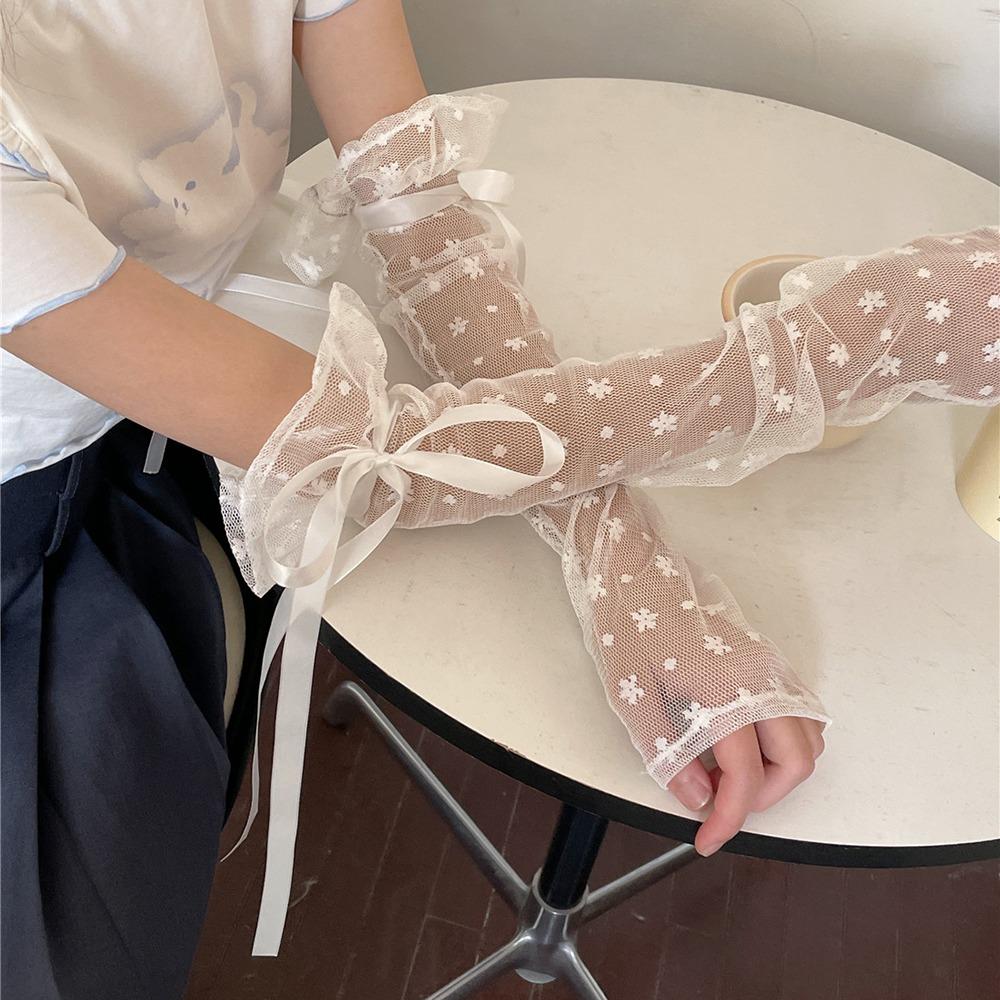 Bow Knot Lolita Arm Sleeve Lace Wrist Cuffs Versatile Fake Sleeves Cuffs Stage Performance