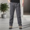 Men Work Pants with Multi Pockets Elastic Waist Wide Leg Loose Cargo Pants Plus Size Solid Color Streetwear Slacks for Outdoor Hiking Camping
