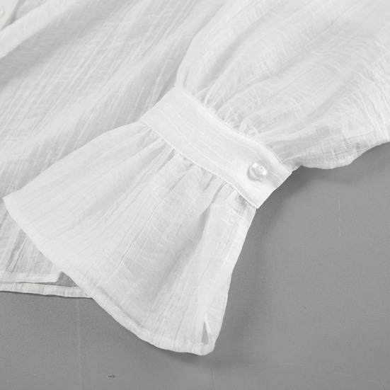 Женская рубашка с лацканами и воротником-бабочкой, расклешенная, с длинным рукавом, однобортная рубашка